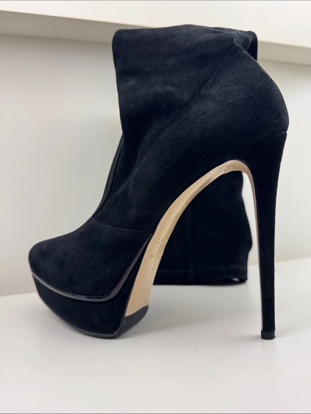 Black Suede Over-the-Knee Stiletto Boot with Platform — Women